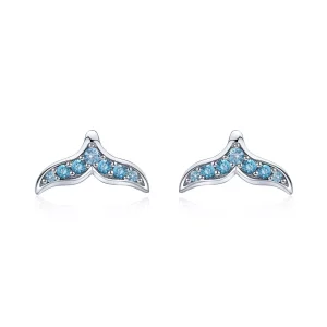 Pandora Style Blauwe Fishtail Oorknopjes - BSE058 (afbeelding voor) Pandora Style Blauwe Fishtail Oorknopjes - BSE058