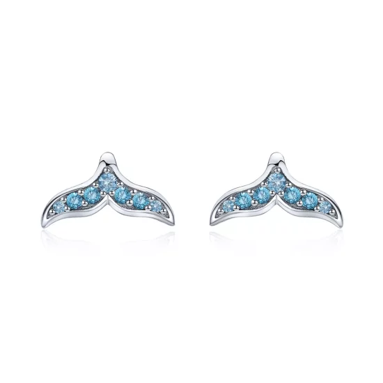 (afbeelding voor) Pandora Style Blauwe Fishtail Oorknopjes - BSE058