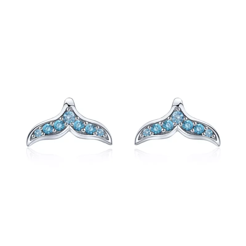(afbeelding voor) Pandora Style Blauwe Fishtail Oorknopjes - BSE058