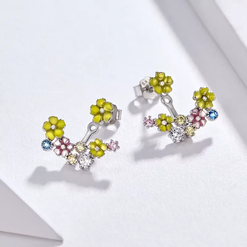 (afbeelding voor) Pandora Style Bloem cluster Oorknopjes - BSE106 - Bekijken 3