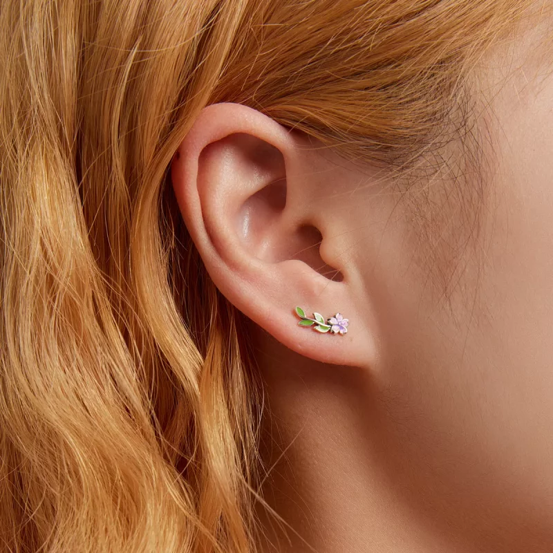 (afbeelding voor) Pandora Style Bloemen Bladeren Oorknopjes - SCE1391 - Bekijken 5