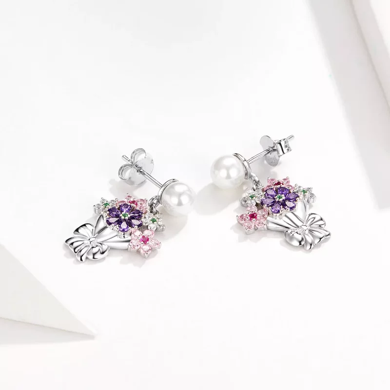 (afbeelding voor) Pandora Style Bloemen vasthouden Oorknopjes - BSE152 - Bekijken 3