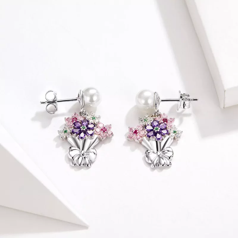 (afbeelding voor) Pandora Style Bloemen vasthouden Oorknopjes - BSE152 - Bekijken 4