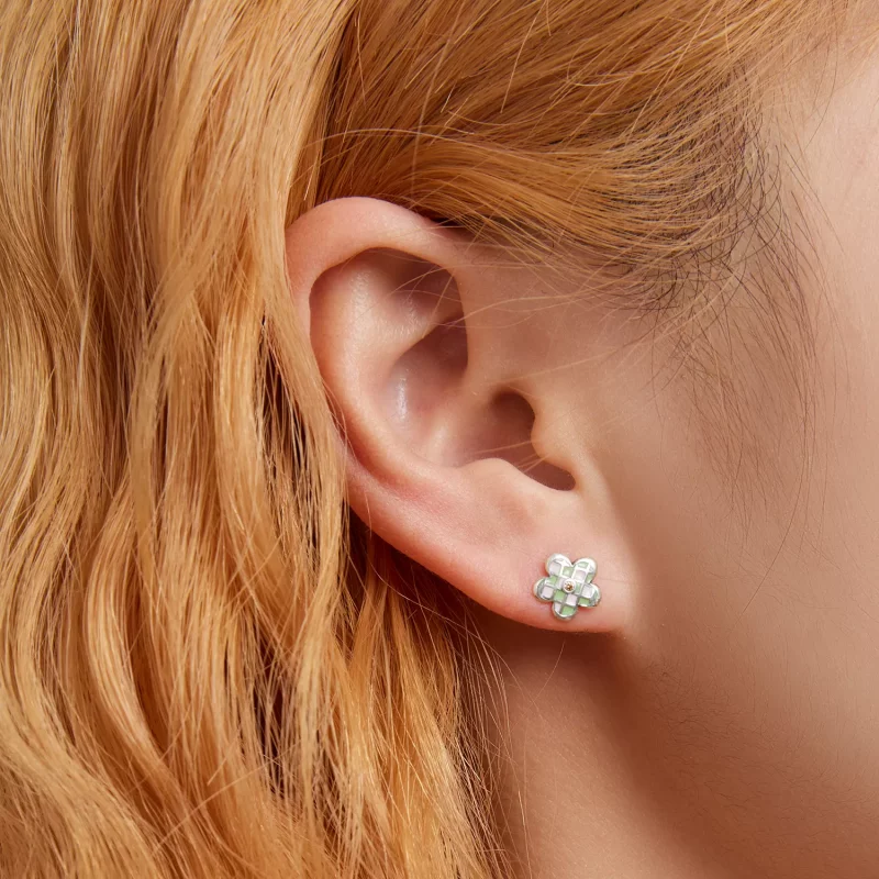 (afbeelding voor) Pandora Style Dambordroosjes Oorknopjes - SCE1387 - Bekijken 6