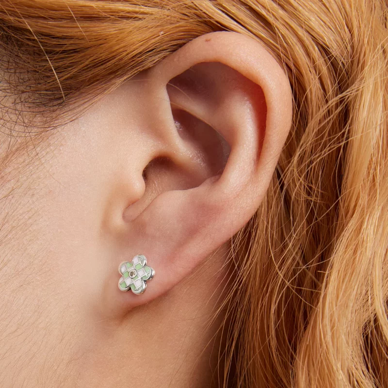 (afbeelding voor) Pandora Style Dambordroosjes Oorknopjes - SCE1387 - Bekijken 7