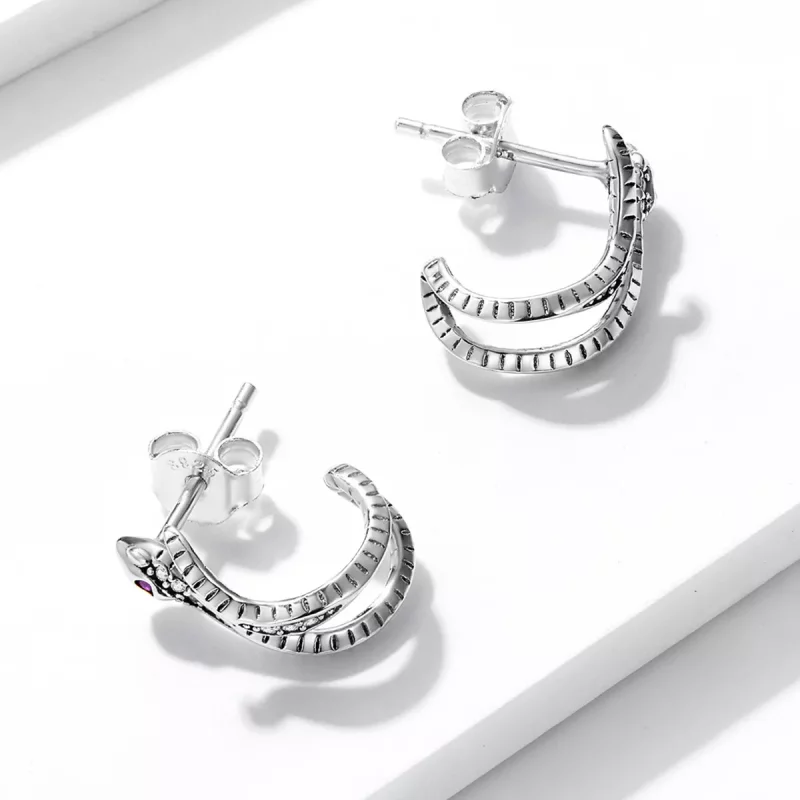 (afbeelding voor) Pandora Style Delicate Zilveren Slang Oorknopjes - BSE565 - Bekijken 4
