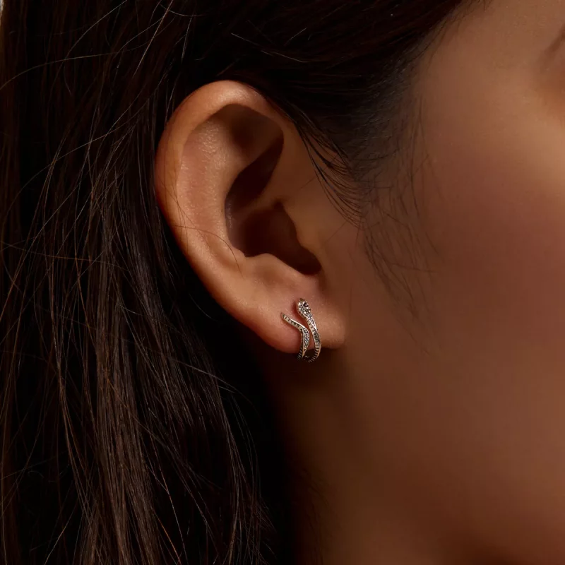 (afbeelding voor) Pandora Style Delicate Zilveren Slang Oorknopjes - BSE565 - Bekijken 8