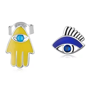 Pandora Style Devil Eye Lucky Hand Set Oorknopjes - SCE1341 (afbeelding voor) Pandora Style Devil Eye Lucky Hand Set Oorknopjes - SCE1341