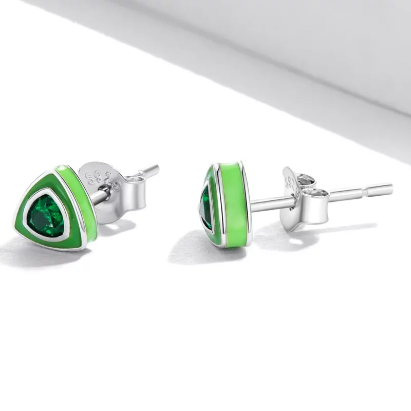 (afbeelding voor) Pandora Style Eenvoudige Driehoek Oorknopjes - SCE1368 - Bekijken 3