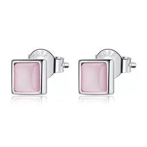 Pandora Style Eenvoudige geometrie - Roze kattenoog Oorknopjes - SCE1269-PK (afbeelding voor) Pandora Style Eenvoudige geometrie - Roze kattenoog Oorknopjes - SCE1269-PK