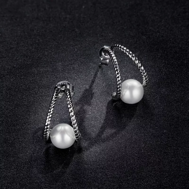 (afbeelding voor) Pandora Style Eenvoudige geometrische shell kralen Oorknopjes - BSE539 - Bekijken 5