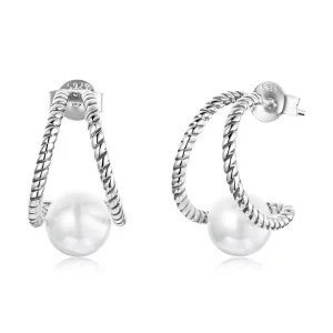 (afbeelding voor) Pandora Style Eenvoudige geometrische shell kralen Oorknopjes - BSE539