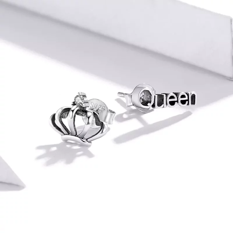 (afbeelding voor) Pandora Style Eenvoudige kroon Oorknopjes - SCE934 - Bekijken 3