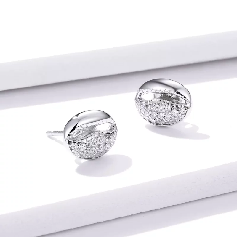 (afbeelding voor) Pandora Style Eenvoudige shell Oorknopjes - BSE409 - Bekijken 3
