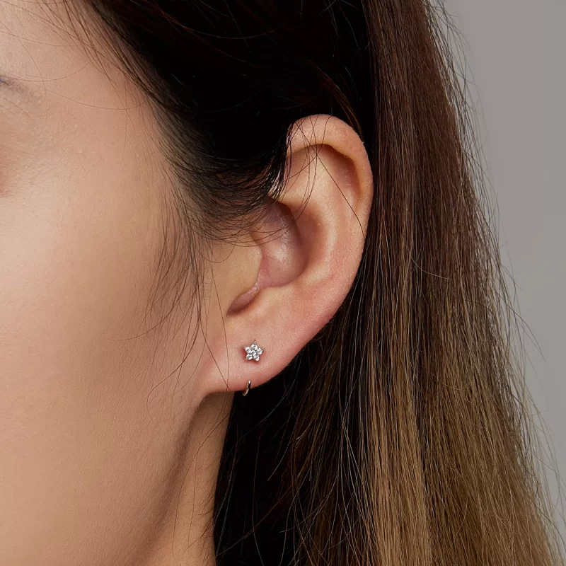 (afbeelding voor) Pandora Style Eenvoudige Ster Oorknopjes - SCE1421 - Bekijken 5