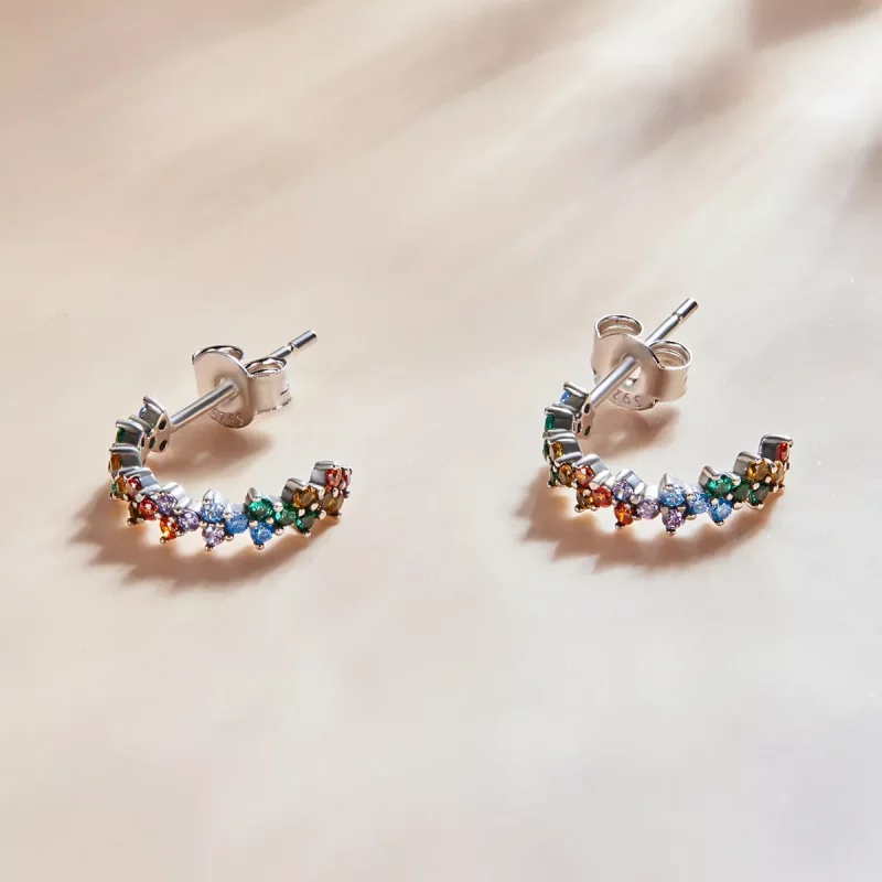 (afbeelding voor) Pandora Style Gebogen kleur zirkonium Oorknopjes - SCE1272 - Bekijken 3
