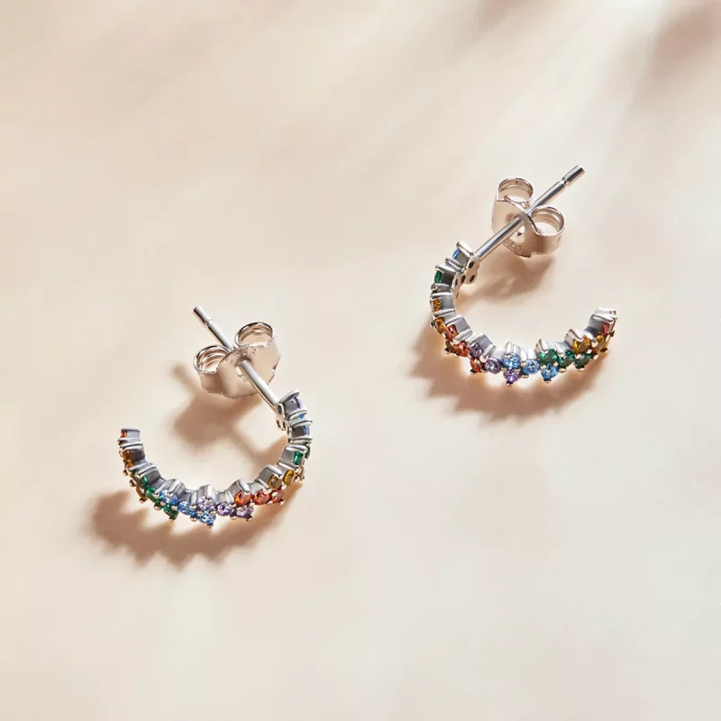 (afbeelding voor) Pandora Style Gebogen kleur zirkonium Oorknopjes - SCE1272 - Bekijken 4