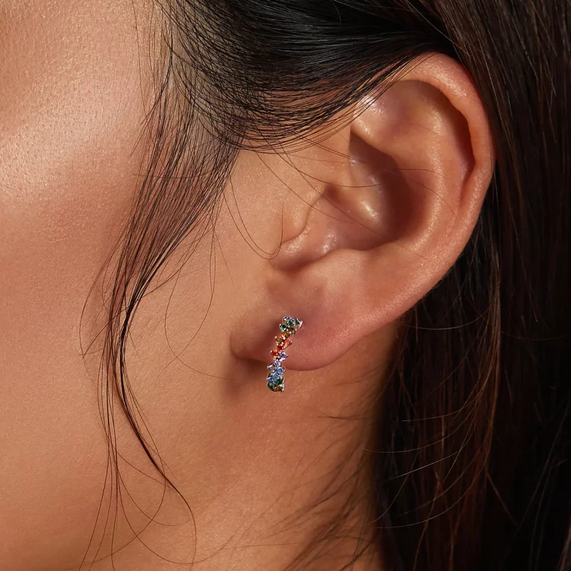 (afbeelding voor) Pandora Style Gebogen kleur zirkonium Oorknopjes - SCE1272 - Bekijken 5