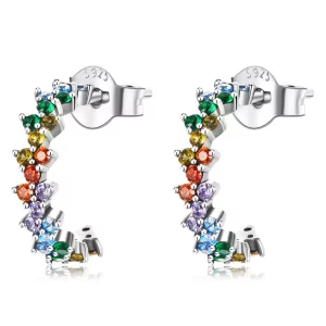 Pandora Style Gebogen kleur zirkonium Oorknopjes - SCE1272 (afbeelding voor) Pandora Style Gebogen kleur zirkonium Oorknopjes - SCE1272