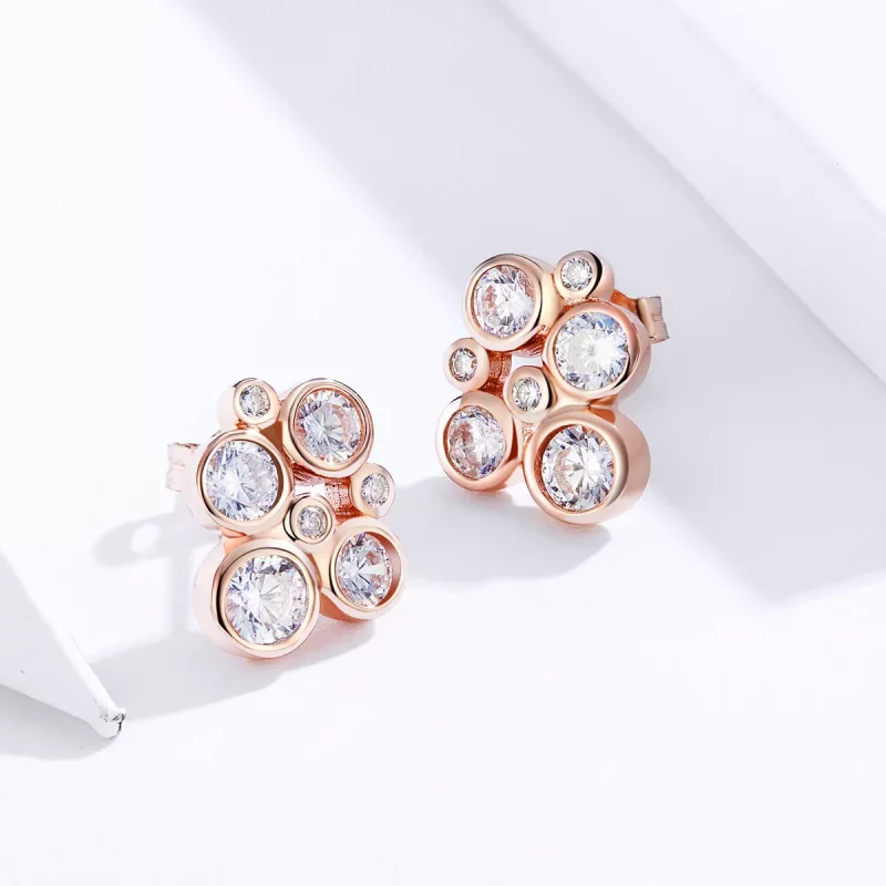 (afbeelding voor) Pandora Style Geometrische Bubbel Oorknopjes - SCE810 - Bekijken 2