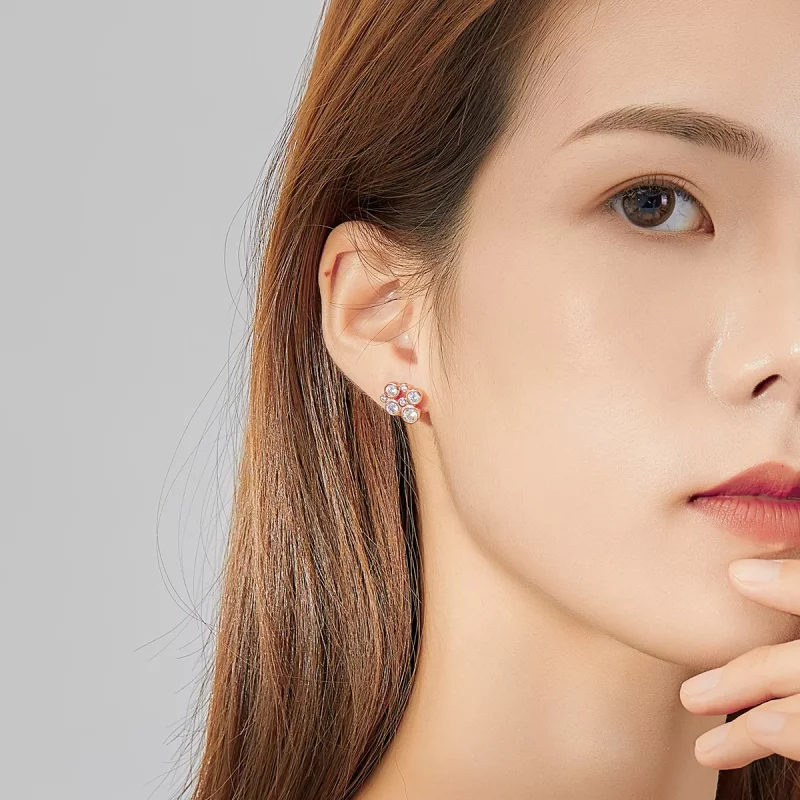 (afbeelding voor) Pandora Style Geometrische Bubbel Oorknopjes - SCE810 - Bekijken 5