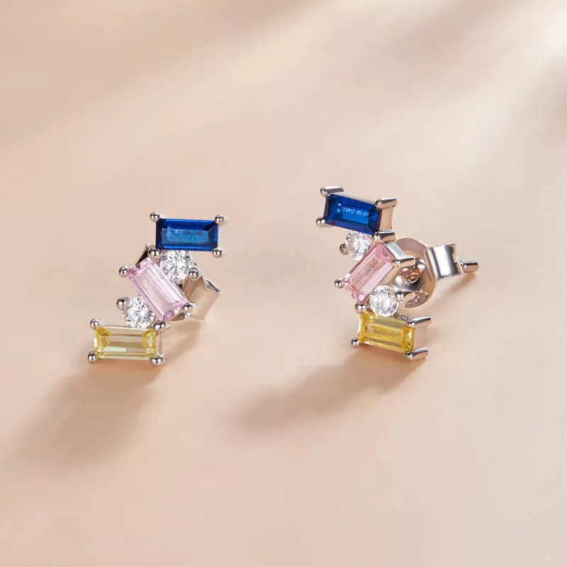 (afbeelding voor) Pandora Style Geometrische kunst Oorknopjes - SCE1208 - Bekijken 2