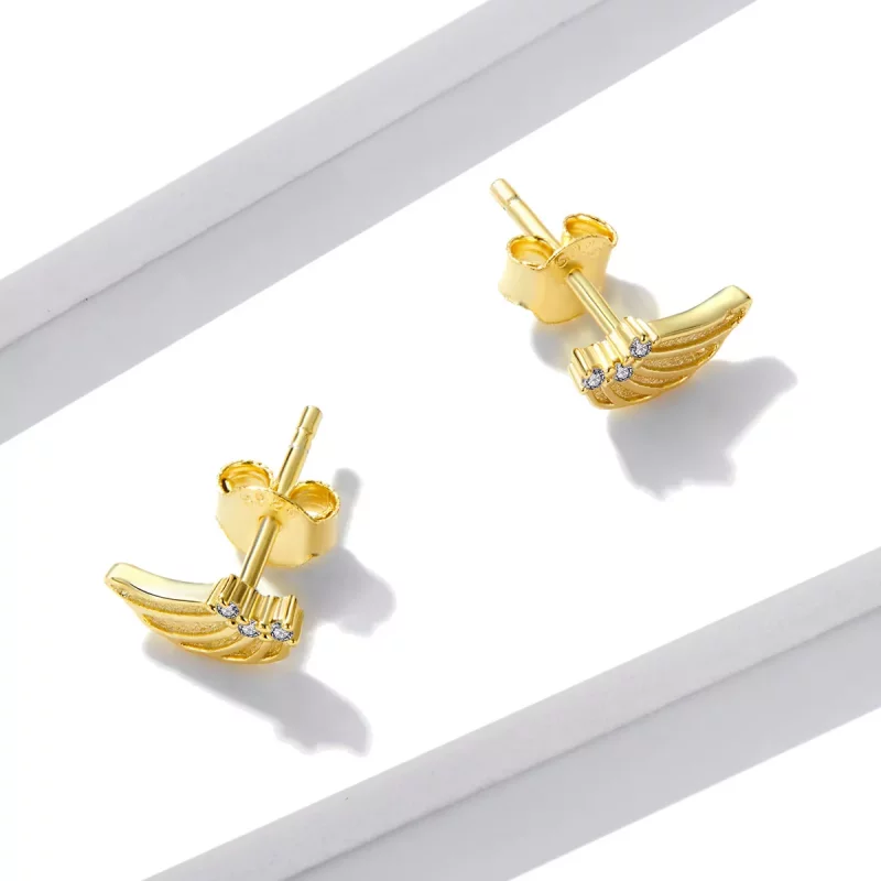 (afbeelding voor) Pandora Style Gouden Vleugels Oorknopjes - BSE524 - Bekijken 2