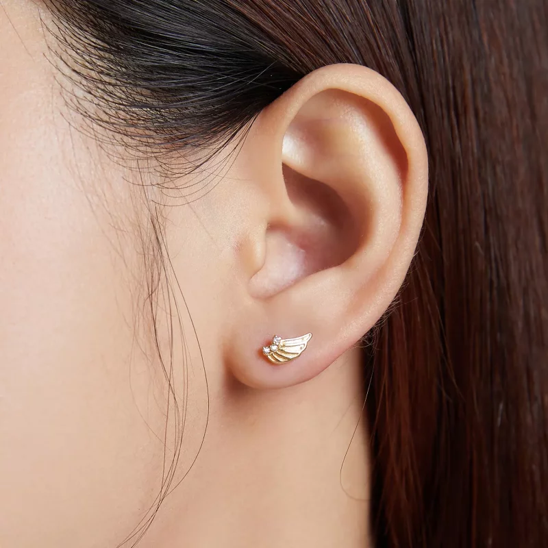 (afbeelding voor) Pandora Style Gouden Vleugels Oorknopjes - BSE524 - Bekijken 6