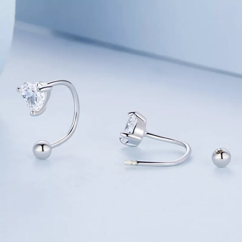(afbeelding voor) Pandora Style Hart draad Oorknopjes - BSE697 - Bekijken 4