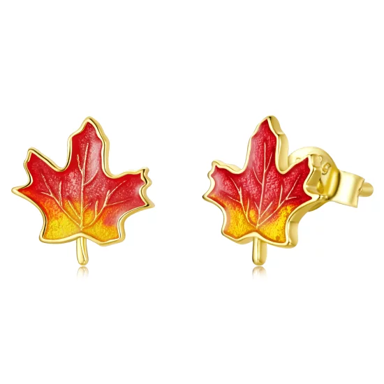 (afbeelding voor) Pandora Style Herfst - Maple Leaf Oorknopjes - SCE1244