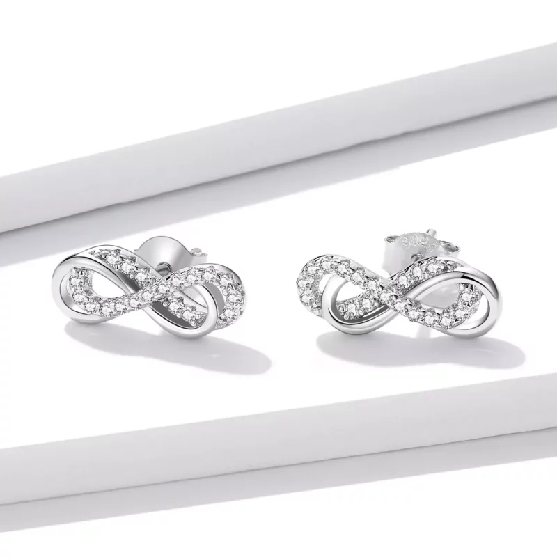 (afbeelding voor) Pandora Style Infinity Symbolen - Dubbele Laag Oorknopjes - BSE542 - Bekijken 2