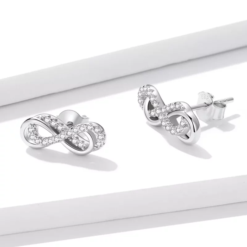 (afbeelding voor) Pandora Style Infinity Symbolen - Dubbele Laag Oorknopjes - BSE542 - Bekijken 3