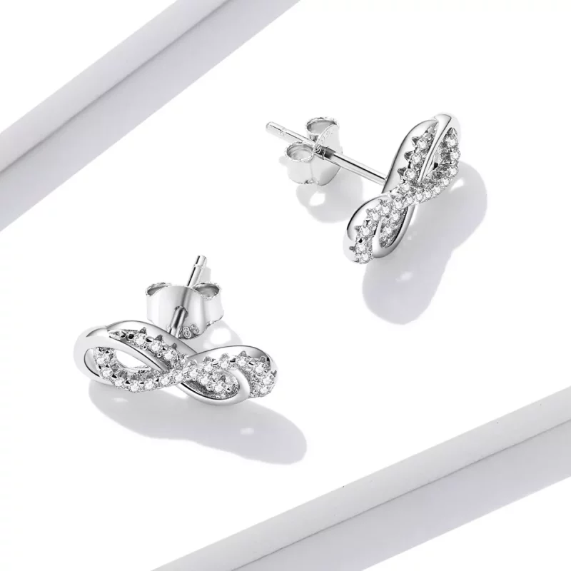 (afbeelding voor) Pandora Style Infinity Symbolen - Dubbele Laag Oorknopjes - BSE542 - Bekijken 4