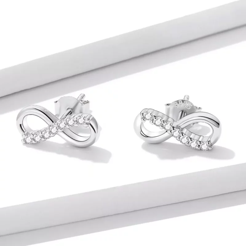(afbeelding voor) Pandora Style Infinity Symbool - Glans Oorknopjes - BSE543 - Bekijken 2