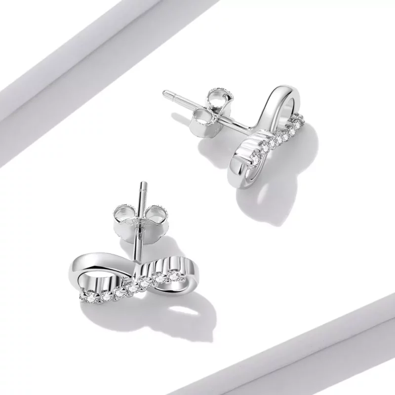 (afbeelding voor) Pandora Style Infinity Symbool - Glans Oorknopjes - BSE543 - Bekijken 4