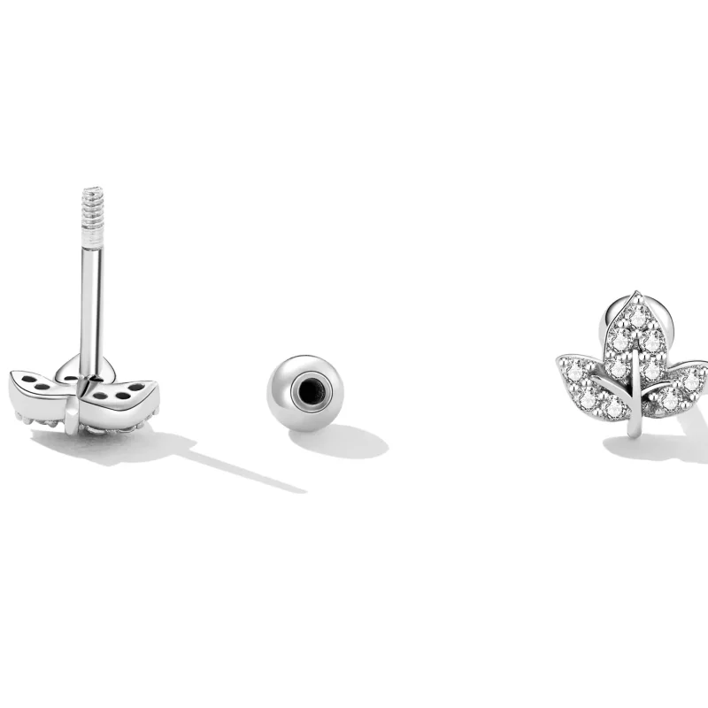 (afbeelding voor) Pandora Style Kleine bladeren Oorknopjes - SCE1459 - Bekijken 4