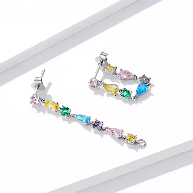 (afbeelding voor) Pandora Style Kleur Zirconium Tassel Oorknopjes - BSE558 - Bekijken 3