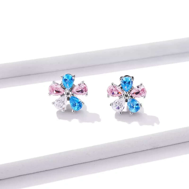 (afbeelding voor) Pandora Style Kleurrijke bloemen Oorknopjes - BSE412 - Bekijken 2