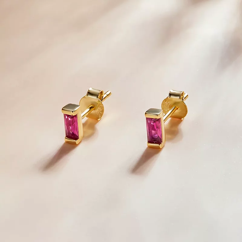 (afbeelding voor) Pandora Style Kleurrijke Cubic Zirkonium - Roze Oorknopjes - SCE1241-OR - Bekijken 2