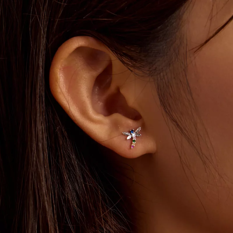 (afbeelding voor) Pandora Style Kleurrijke Dragonfly Oorknopjes - BSE515 - Bekijken 3