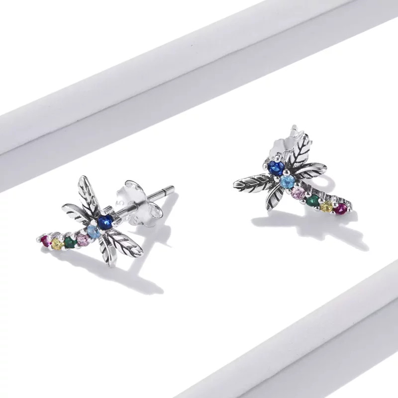 (afbeelding voor) Pandora Style Kleurrijke Dragonfly Oorknopjes - BSE515 - Bekijken 2