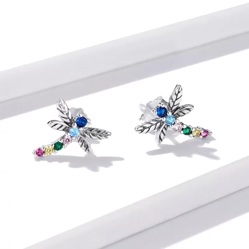 (afbeelding voor) Pandora Style Kleurrijke Dragonfly Oorknopjes - BSE515 - Bekijken 4