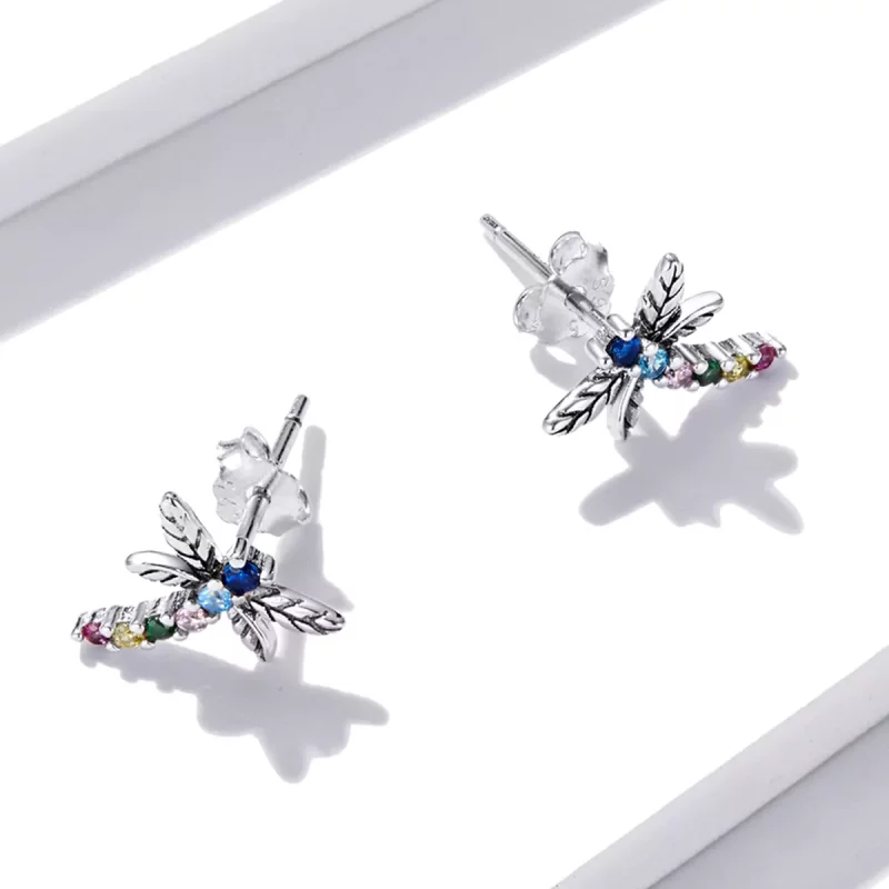(afbeelding voor) Pandora Style Kleurrijke Dragonfly Oorknopjes - BSE515 - Bekijken 5