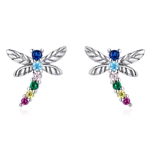 (afbeelding voor) Pandora Style Kleurrijke Dragonfly Oorknopjes - BSE515