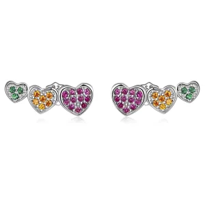Pandora Style Kleurrijke Harten Oorknopjes - BSE588 (afbeelding voor) Pandora Style Kleurrijke Harten Oorknopjes - BSE588