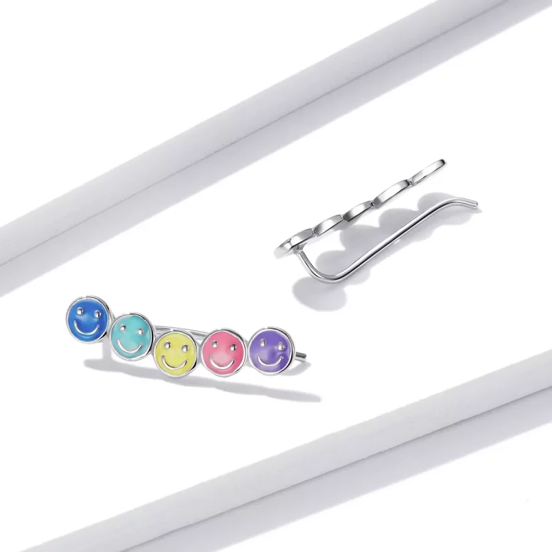 (afbeelding voor) Pandora Style Kleurrijke Smiley Face Oorknopjes - BSE553 - Bekijken 3