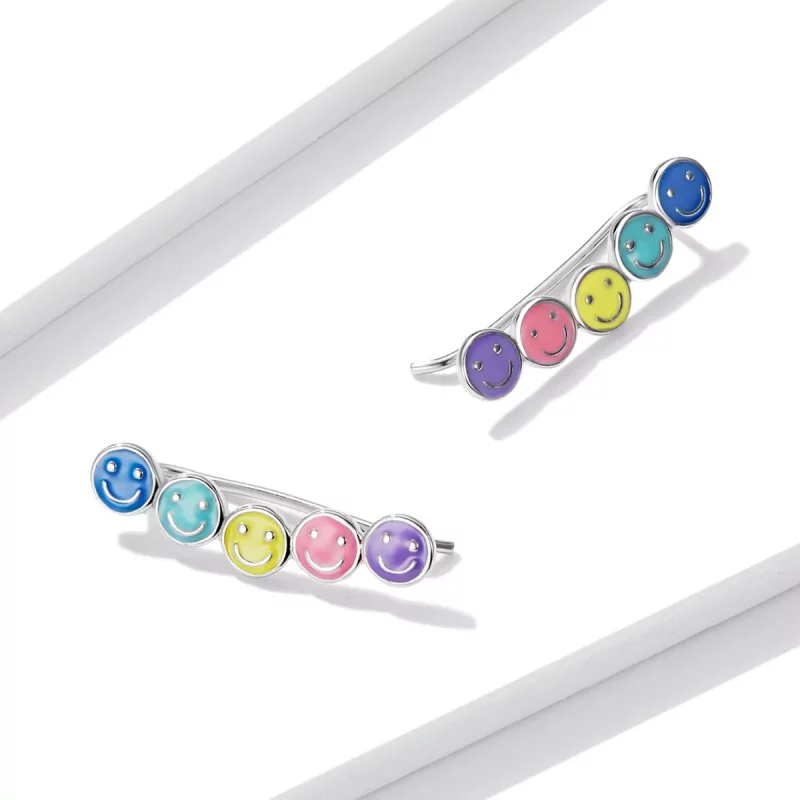 (afbeelding voor) Pandora Style Kleurrijke Smiley Face Oorknopjes - BSE553 - Bekijken 4