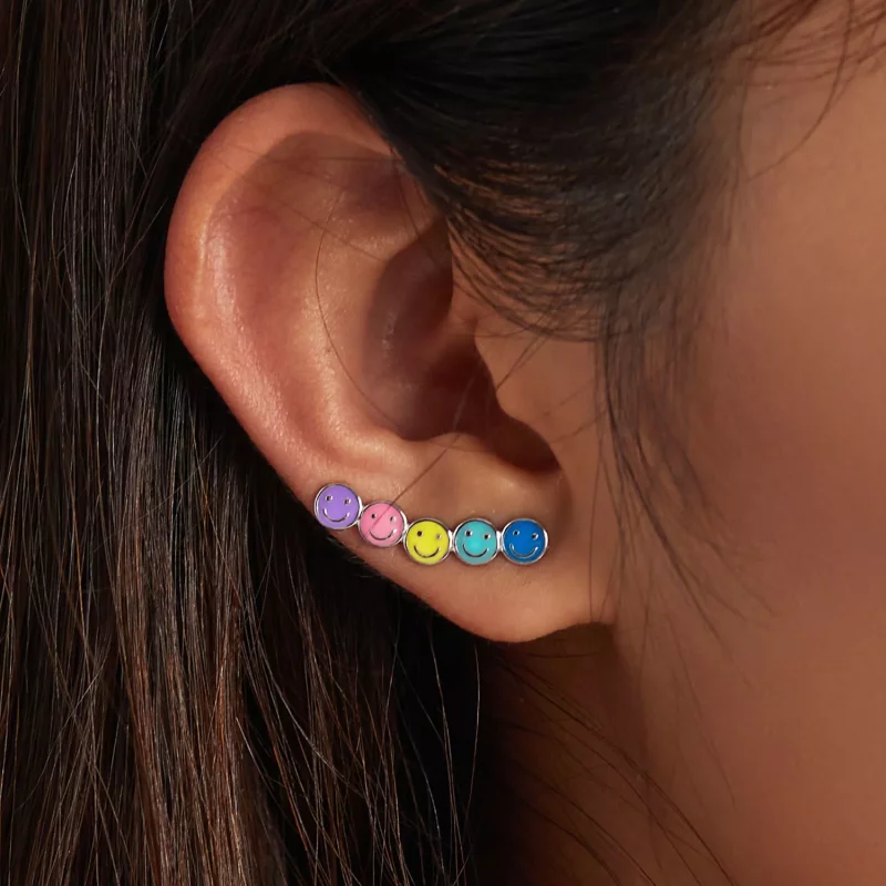 (afbeelding voor) Pandora Style Kleurrijke Smiley Face Oorknopjes - BSE553 - Bekijken 8