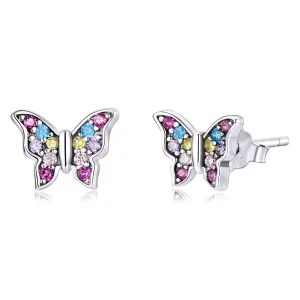 Pandora Style Kleurrijke Vlinder Oorknopjes - BSE514 (afbeelding voor) Pandora Style Kleurrijke Vlinder Oorknopjes - BSE514