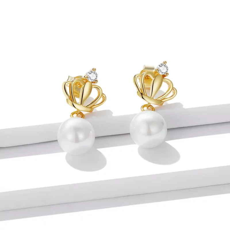 (afbeelding voor) Pandora Style Kroon Shell Kralen Oorknopjes - BSE549 - Bekijken 2